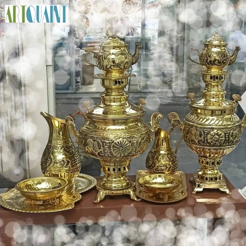 خرید، قیمت و مشخصات سماور زغالی برنجی 4 لیتری با کیفیت و با ورق ضخیم، زیر قیمت بازار | هنرظریف
