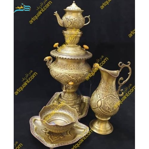 خرید سماور برنجی قلمزنی ۴ لیتری اصفهان | روکش نانو + قیمت ویژه