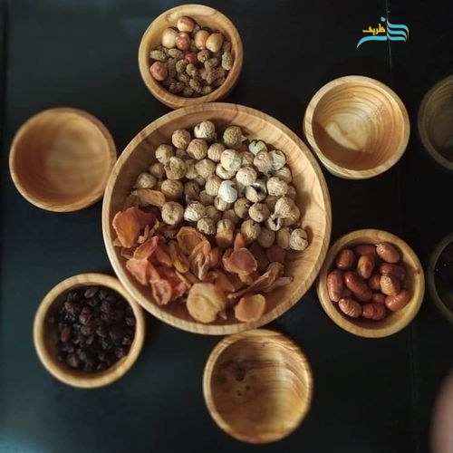 خرید، قیمت و مشخصات سرویس 7 تکه آجیل خوری، ساخته شده از چوب با کیفیت و سطح صاف | هنرظریف