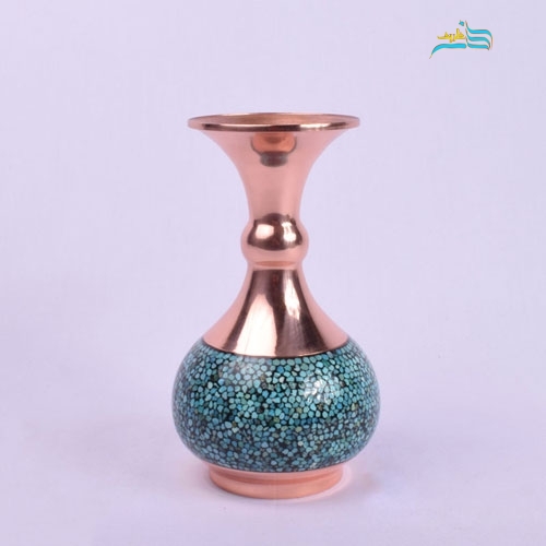 خرید، قیمت و مشخصات گلدان شلغمی فیروزه کوبی کاملا مناسب دکور و پذیرایی، طراحی منحصر به فرد | هنرظریف