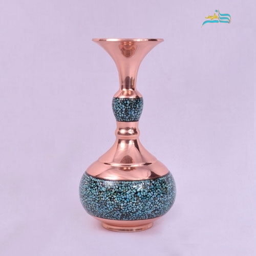 خرید، قیمت و مشخصات گلدان شلغمی فیروزه کوبی، بسیار زیبا و با طراحی خاص، مناسب افراد با سلیقه | هنرظریف
