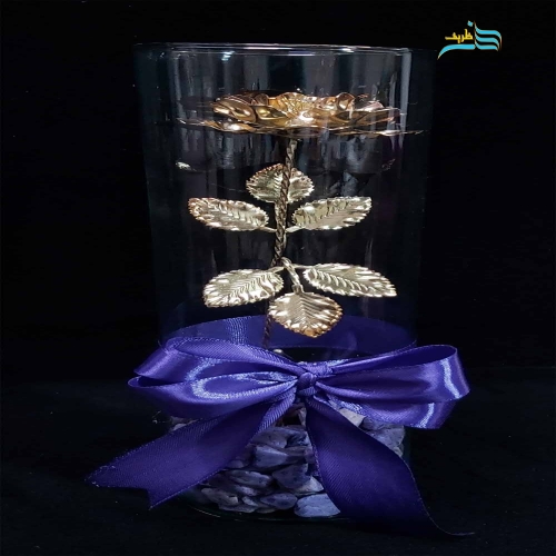 خرید باکس گل شیشه‌ای برنجی با روکش نقره | هنرظریف