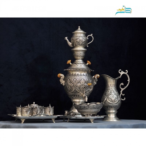 سرویس سماور و چای‌خوری برنجی قلم‌زنی | هنرظریف