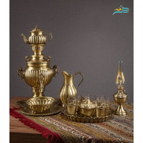 خرید سرویس سماور زغالی سه لیتری شش نفره با چراغ سنتی | هنرظریف