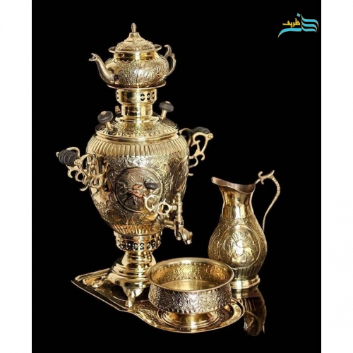 خرید سرویس سماور چهار لیتری آناناسی قلمزنی شیر و خورشید | هنرظریف