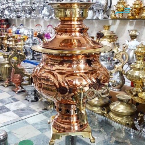 خرید سماور ذغالی چهار لیتر مس و برنج باهنر کرمان | هنرظریف