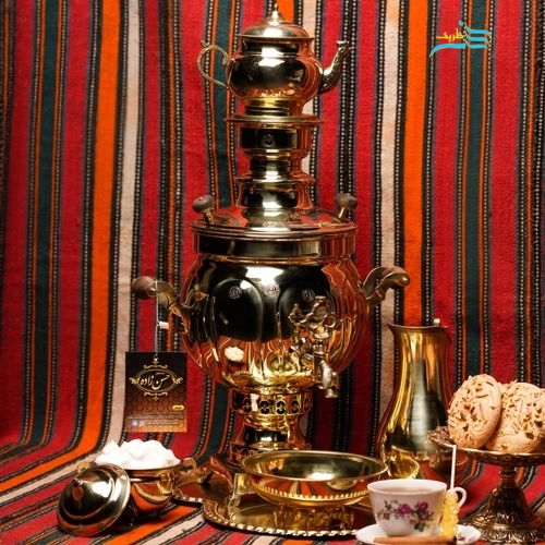 خرید سماور برنجی ۶ لیتری طرح آینه توپی ورق یک میل دست‌ساز | هنرظریف