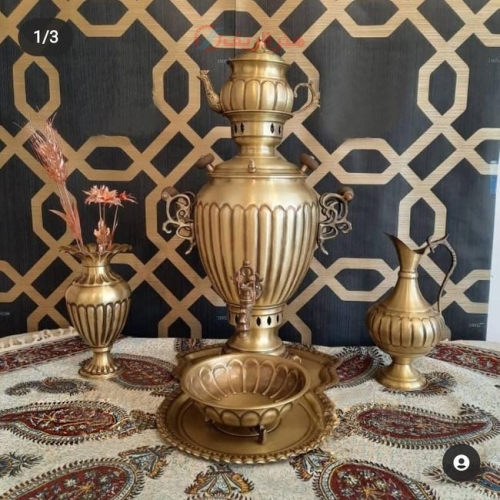خرید سماور زغالی برنجی ۴ لیتری مدل آناناسی سنگین وزن | هنرظریف