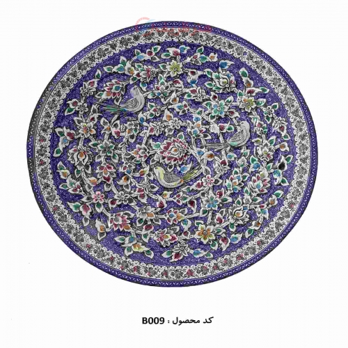 جدیدترین بشقاب میناکاری طرح گل و بته برجسته قطر 25 سانت - هنرظریف