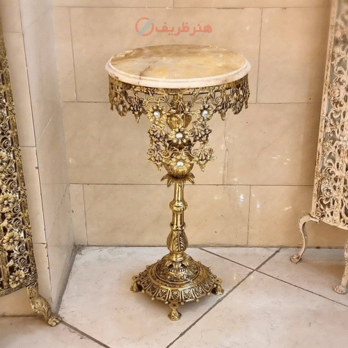 خرید، قیمت و مشخصات میز تلفن برنزی، مدل تاج دار، بسیار زیبا و شیک، برنز درجه 1، با ضمانت کیفیت کالا | هنرظریف
