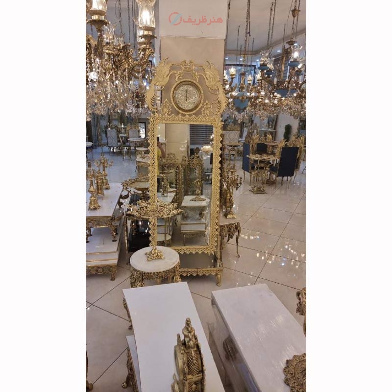 خرید، قیمت و مشخصات آینه ایستاده ساعت دار، طرح سیمرغ با رنگ ثابت و ماندگار و کیفیت بالا، محصول اصفهان | هنرظریف