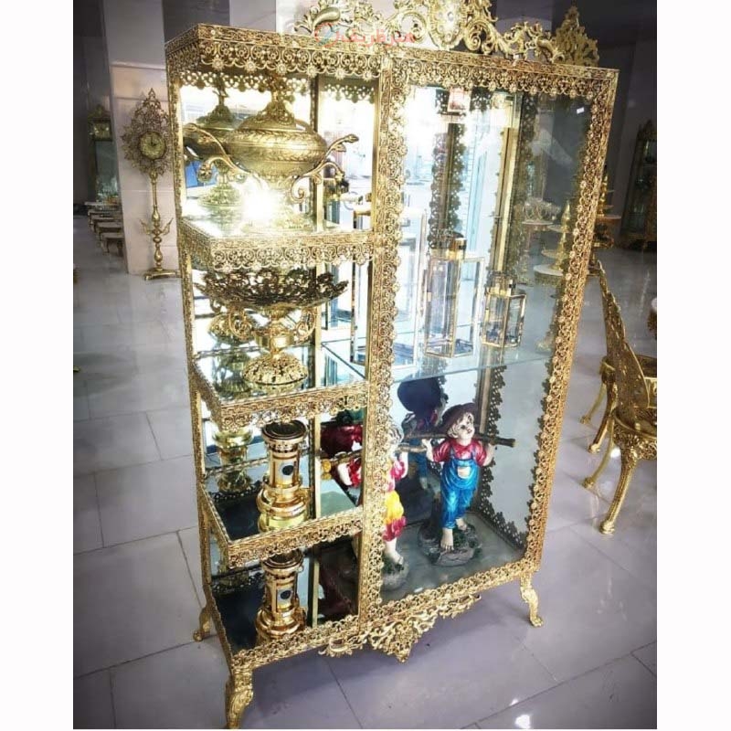 خرید، قیمت و مشخصات بوفه ۴ طبقه تاجدار با کیفیت عالی و بسیار جادار و رنگ ثابت و ماندگار با روکش برنز | هنرظریف