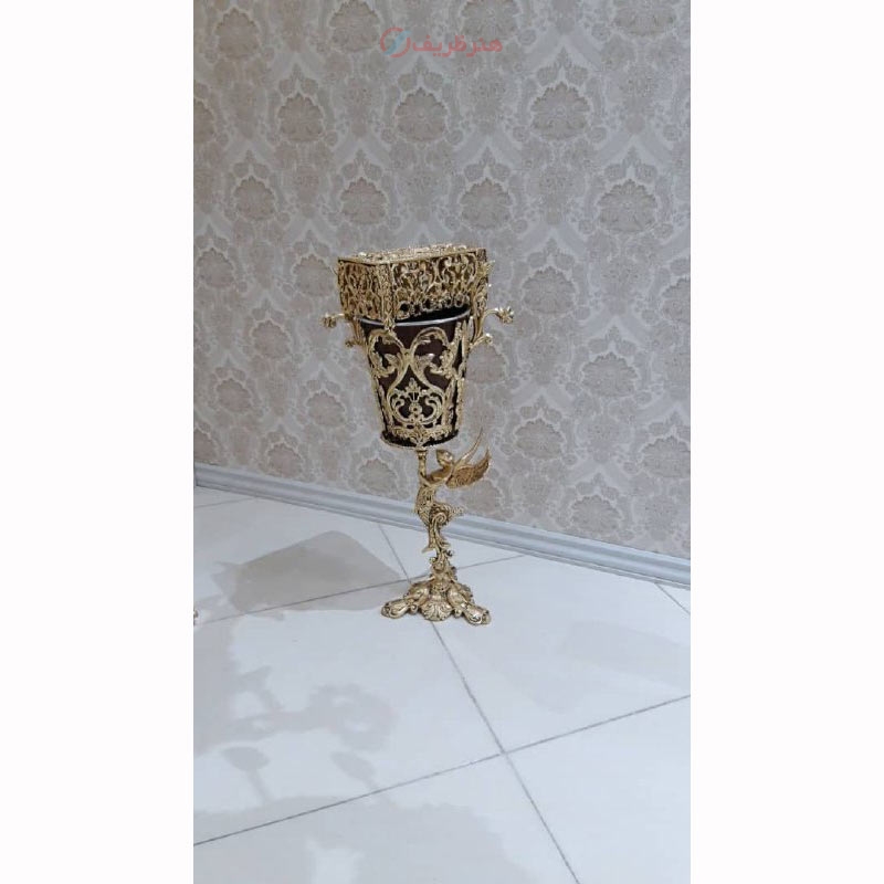 خرید، قیمت و مشخصات سطل زباله و جادستمال طرح ملائکه جنس آلیاژ آلومینیوم با آبکاری برنز، زیر قیمت بازار - هنرظریف