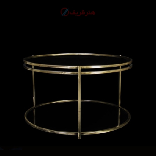 خرید، قیمت و مشخصات ست جلو مبلی عسلی اتریشی جنس بدنه شیشه و فلزی و رنگ طلایی - هنرظریف