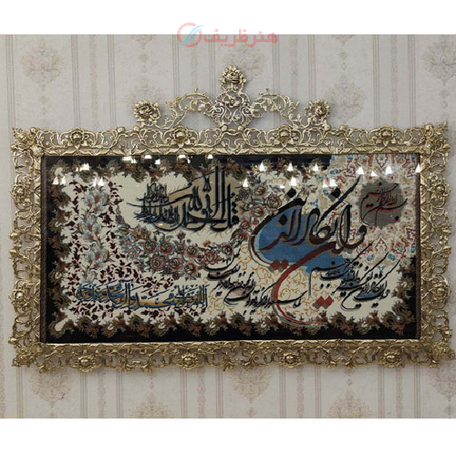 خرید، قیمت و مشخصات تابلو فرش برنز و ان یکاد  مدل حاشیه گل رز سنگین، شیک و ساده_ هنرظریف