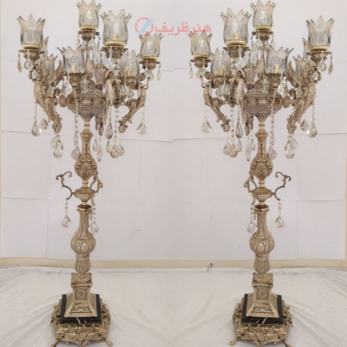 خرید، قیمت و مشخصات آباژور ایستاده برنزی، ده شاخه مدل پایه مربع؛ شیک و مدرن _ هنرظریف
