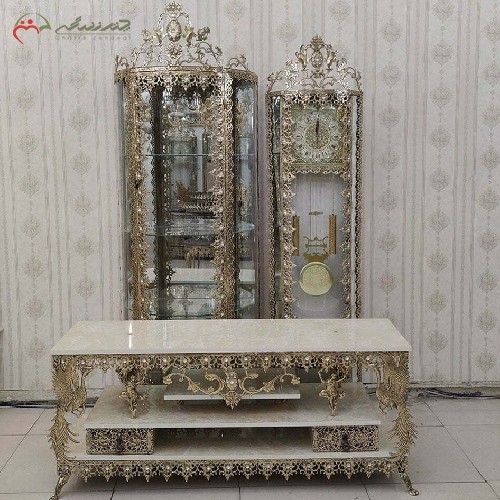 خرید آنلاین، سرویس 3 پارچه جهیزیه برنزی، میز تلویزیون طاووس دار، طرح گل آفتابگردان با ضمانت ثبات رنگ، زیر قیمت بازار | هنرظریف