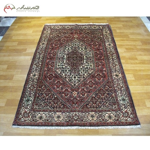خرید آنلاین، قالیچه بیجار کد 39427 در طرح زمینه ماهی و ترنج با دوام رنگ بالا، حاشیه کرم با ضمانت ماندگاری فرش، با قیمت عالی | هنرظریف
