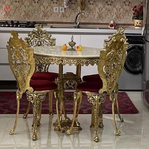 خرید، قیمت و مشخصات میز ناهار خوری 4 نفره طرح سلطنتی جنس آلیاژ و رنگ ثابت با ضمانت - چترزندگی