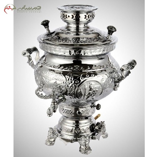 خرید آنلاین، سماور گازی برنجی 6 لیتری با آبکاری کروم و نیکل، دارای شیر گاز استاندارد، بادوام، زیر قیمت بازار | هنرظریف