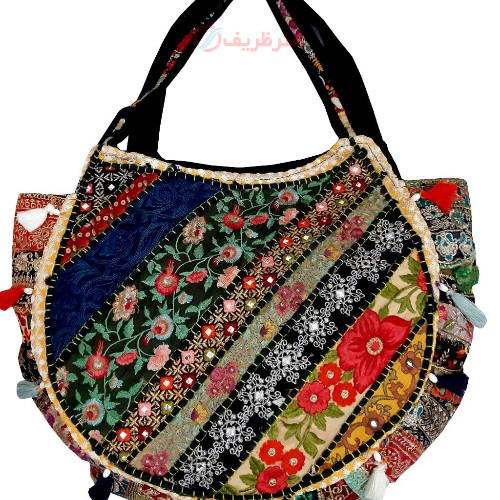 کیف دوشی سوزن دوزی زنانه زیبا با کوک های ریز دستدوز - هنرظریف