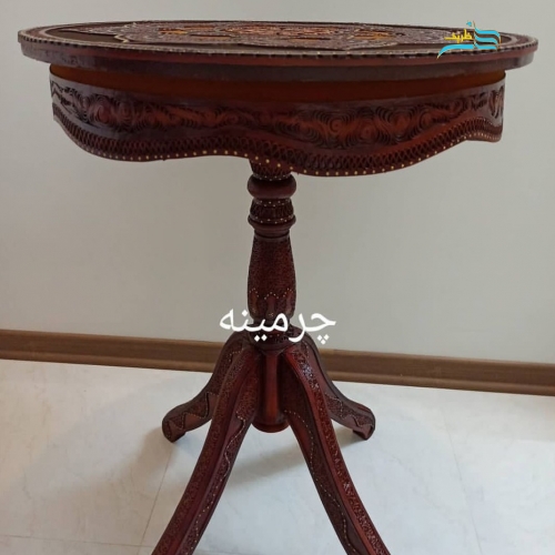 میز ماندالا چرم طبیعی، جیر و اشبالت | دست‌ساز درجه ۱ هنرظریف