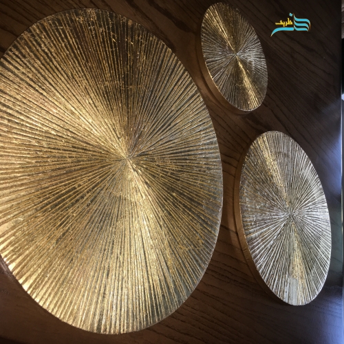تابلو سه تکه شکست نور دایره ای برجسته ورق طلا ضد آب ۲۰-۵۰