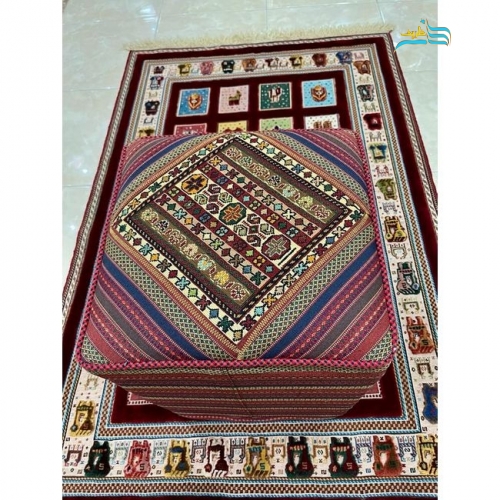 پاف صندلی گلیمی دستباف سیرجان استفاده شده از رنگ طبیعی با کیفیت بالا درجه 1 - هنرظریف