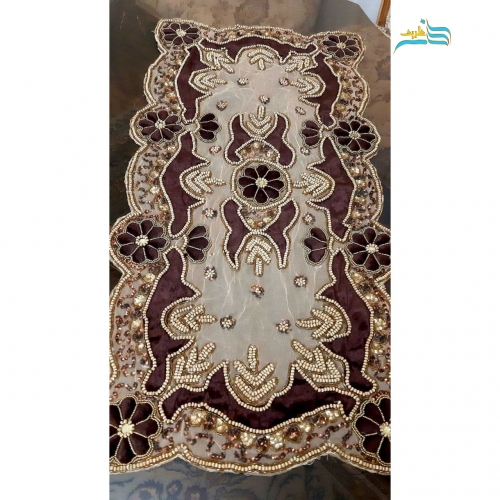 رومیزی مستطیل سوزن دوزی و سنگدوزی تور دست دوز قابل شستشو