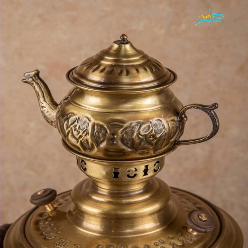 سرویس سماور زغالی ۶ لیتری برنجی دستساز روکش نانو سنگین وزن