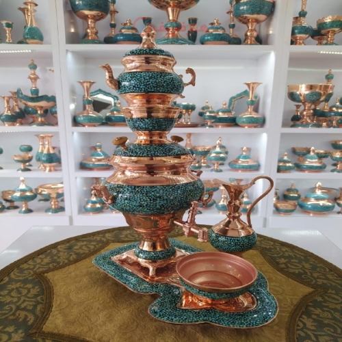سرویس سماور مسی فیروزه کوبی - هنرظریف