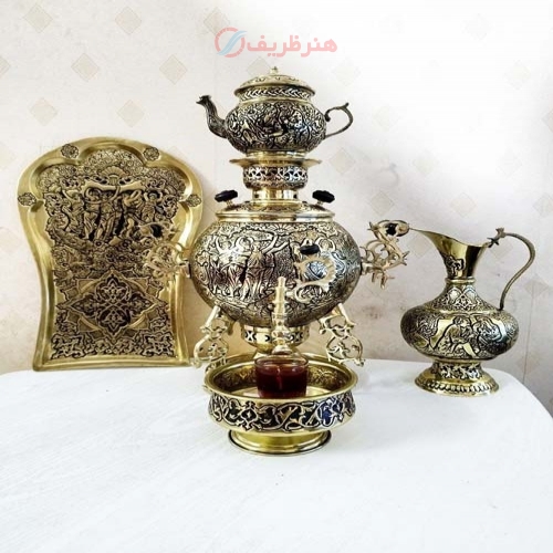 سرویس سماور 5 لیتری ذغالی برنجی جهان نما - هرظریف