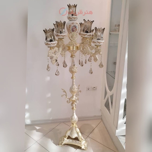 آباژور شاخه بزرگ بازنبق سرامیکی 4 شاخه 9 روشنایی ارتفاع 170 - هنرظریف