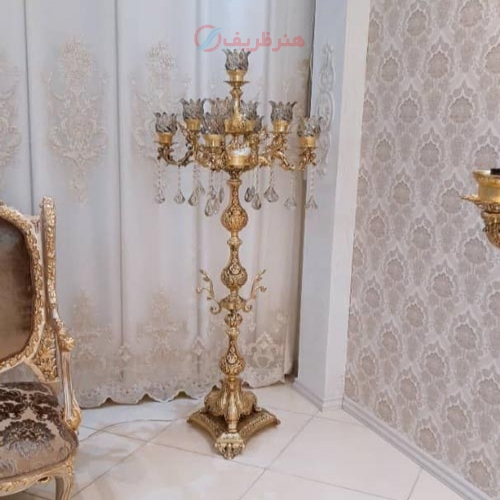 آباژور شاخه کوچک آرامیس با 4 شاخه 9 روشنایی، جنس آلومینیوم با آبکاری برنز - هنرظریف