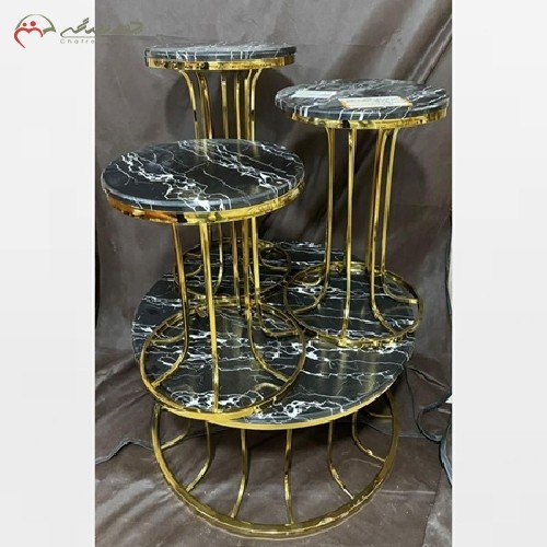 میز عسلی ( جلو مبلی )از جنس برنز و سنگ مشکی با ضمانت همراه با پایه های متفاوت - هنرظریف