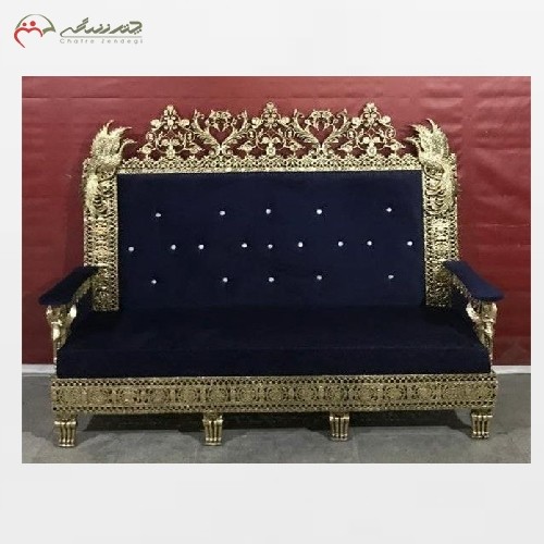 مبل 7 نفره برنزی کف دوبل طرح طاووس بدنه کار شده با رنگ ثابت، طراحی جدید