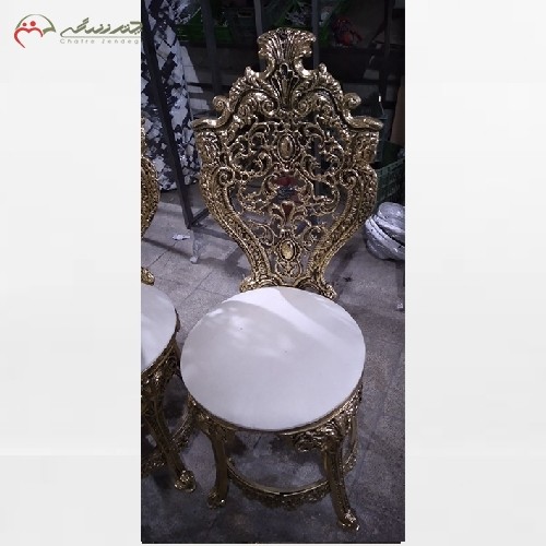 میز ناهار خوری آلومینیومی 6 نفره مدل سلطنتی رنگ ثابت، با صفحه سنگ مرمر اعلاء، با کیفیت عالی