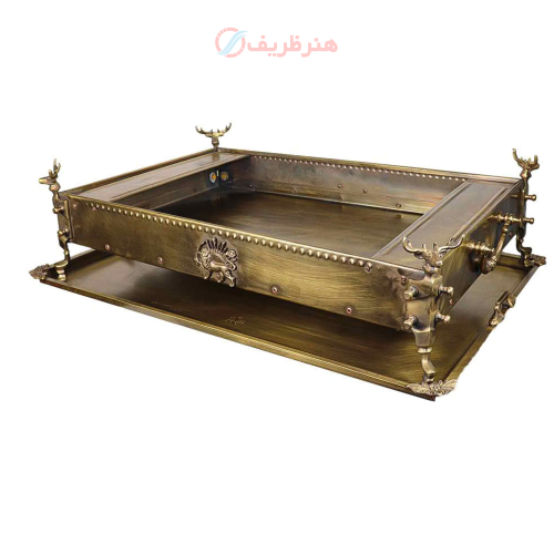منقل زغالی برنجی مستطیل ۵ گوزن با سینی