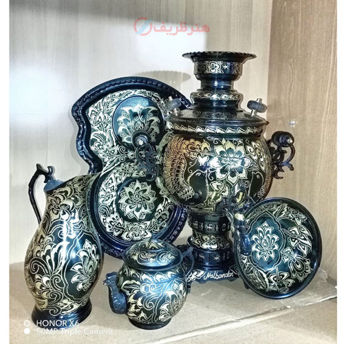 سرویس سماور 6 لیتری برنجی توپی، قلم تراش پرکار با طراحی زیبا