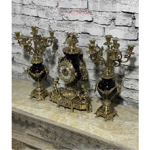 ست ساعت و شمعدان برنزی، مدل کوزه ای در رنگ های جذاب