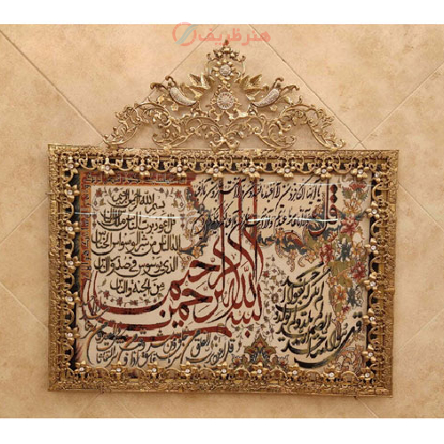 تابلو فرش برنز ۴ قل مدل گل نقلی_ هنرظریف