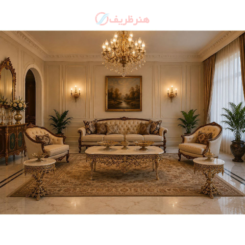 جلومبلی سه تکه آلومینیومی با رویه سنگ مرمر - هنرظریف