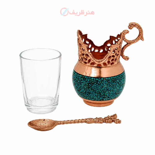 سرویس چای خوری فیروزه کوبی و قلم زنی شش نفره