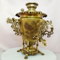 خرید و قیمت سماور زغالی مدل تراش ۸ لیتری به سبک (آنتیک) دسته توری ملکه، پایه ستوندار - هنرظریف