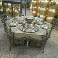 خرید و قیمت منقل سماوری زغالی برنجی شش ضلعی طرح جدید به قطر 71 سانت - هنرظریف