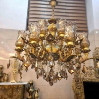 خرید، قیمت و مشخصات لوستر آلومینیومی 16 لامپ، مدل جاردوبل، آلومینیوم درجه 1 با روکش برنز، بسیار زیبا و شیک، باضمانت کیفیت | هنرظریف