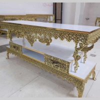 خرید قیمت و مشخصات میز تلویزیون طرح ملائکه تاجدار جنس آبکاری برنز رنگ ثابت با ضمانت ثبات رنگ و کیفیت | هنرظریف