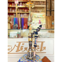 خرید، قیمت و مشخصات قلیان برنجی گلدان دار خاتم کاری، شیشه دو پوست طلاکاری، گارانتی 10 ساله ارزان و باکیفیت _ هنرظریف