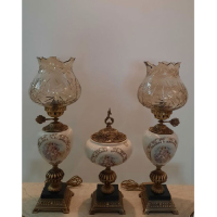 خرید، قیمت و مشخصات ست چراغ سرامیکی و آجیل خوری تمام برنجی آنتیک، ارزان و با کیفیت _  هنرظریف