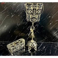 خرید، قیمت و مشخصات سطل و جا دستمالی بزرگ، شیک و مدرن برنزی، طرح بانو و گل یاس زیر قیمت | چترزندگی